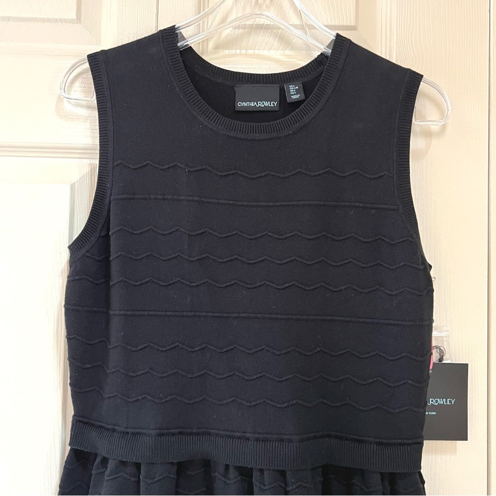 NWT Cynthia Rowley Black Sleeveless Knit Sweater Dress - Picture 3 of 13